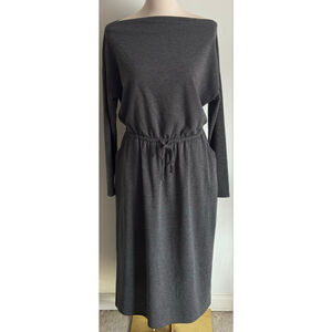 Women's Cherish Charcoal Long Sleeve Dress with Drawstring Waist M
